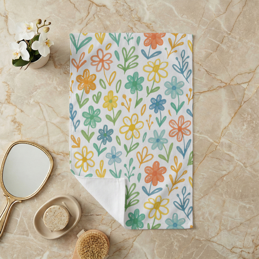 Colorful Boho Wildflowers Hand Towel