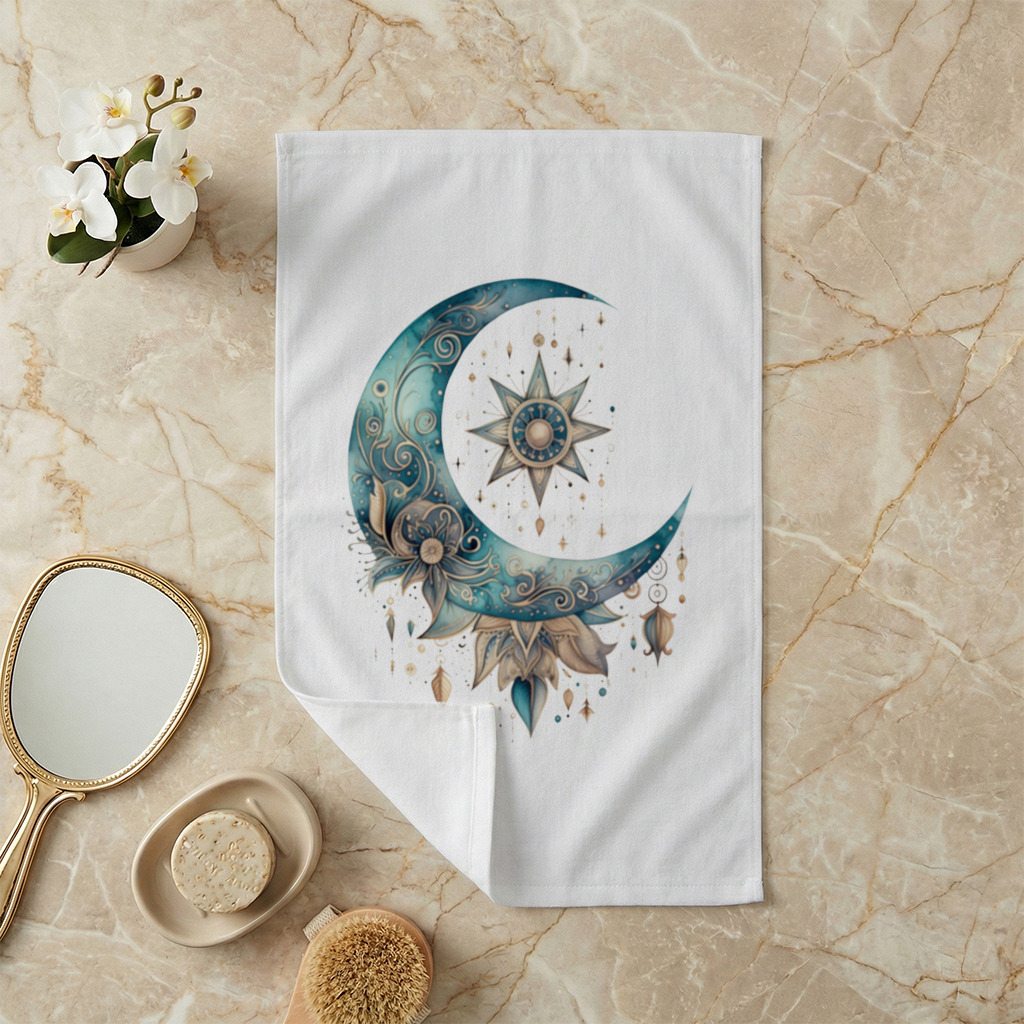 Boho Celestial Sun and Moon Hand Towel