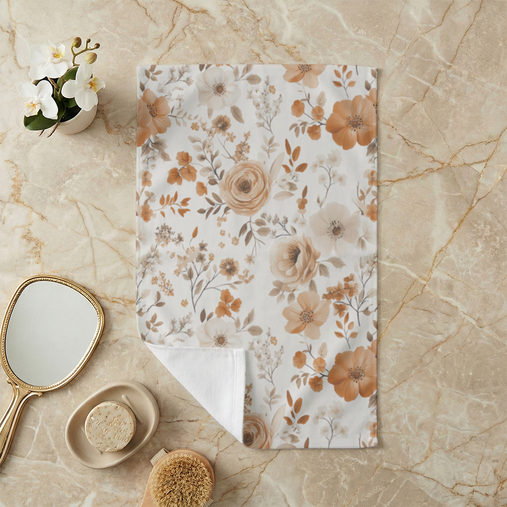 Terracotta Vintage Rose Hand Towel