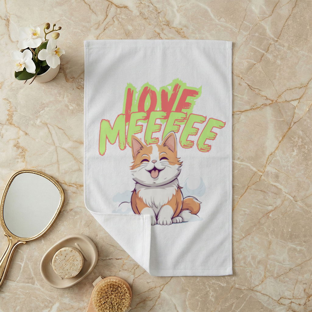 Cute Orange Cat Love Me Hand Towel