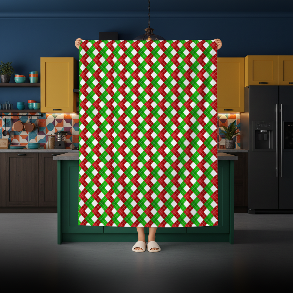 Red Green Argyle Plaid Background Pattern Rectangular Tablecloth