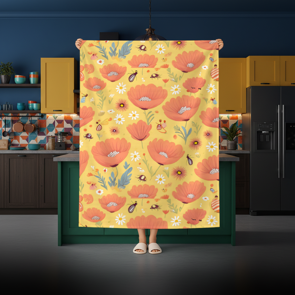 Floral  Insect Pattern  Colorful Design Rectangular Tablecloth