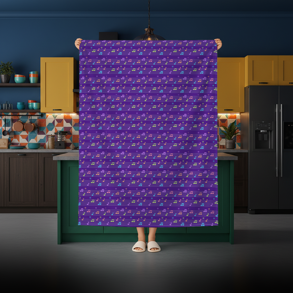 Colorful Music Notes and Modern Rhythm Seamless Pattern Rectangular Tablecloth