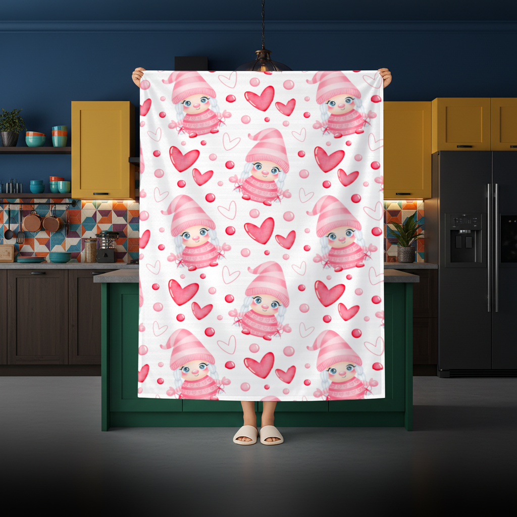 Cute Pink Baby Girl Valentines Day Heart Pattern Design Rectangular Tablecloth