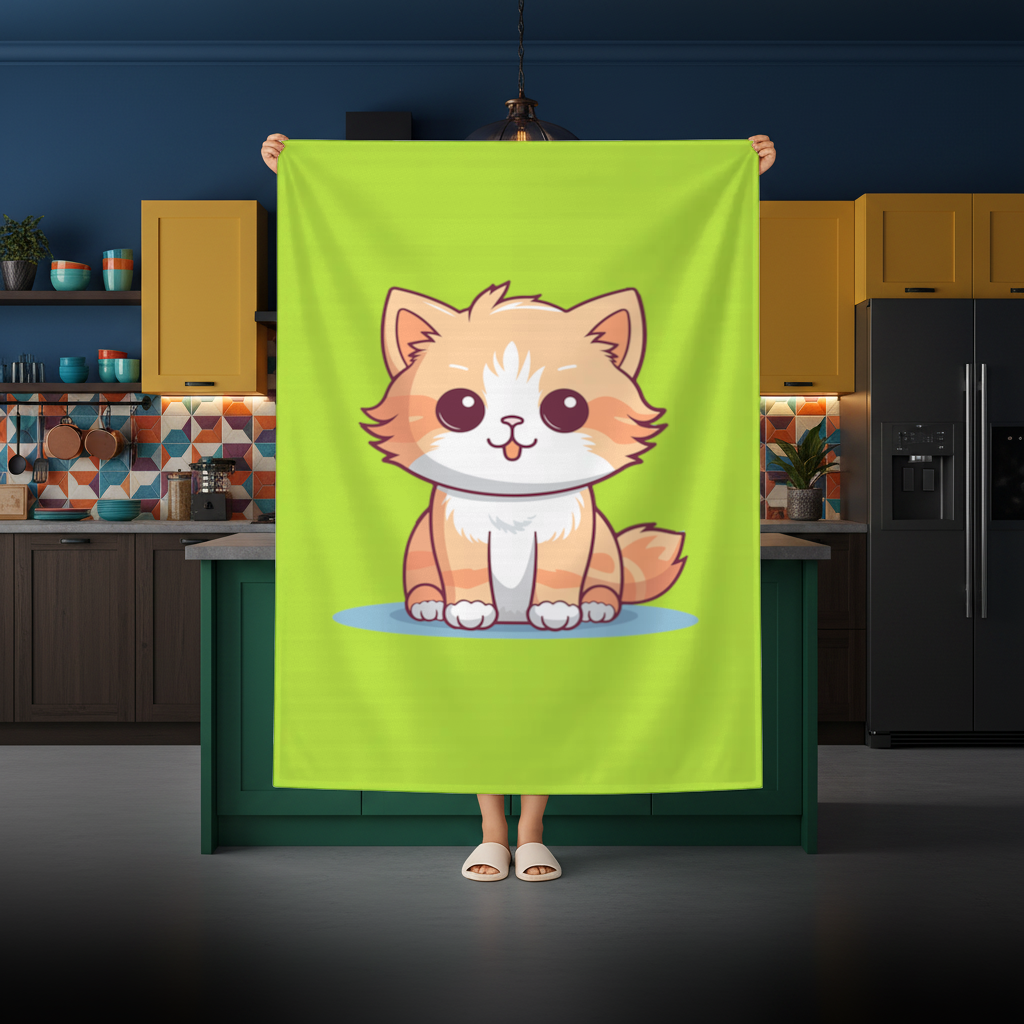 Cute Orange Cat Illustration Rectangular Tablecloth