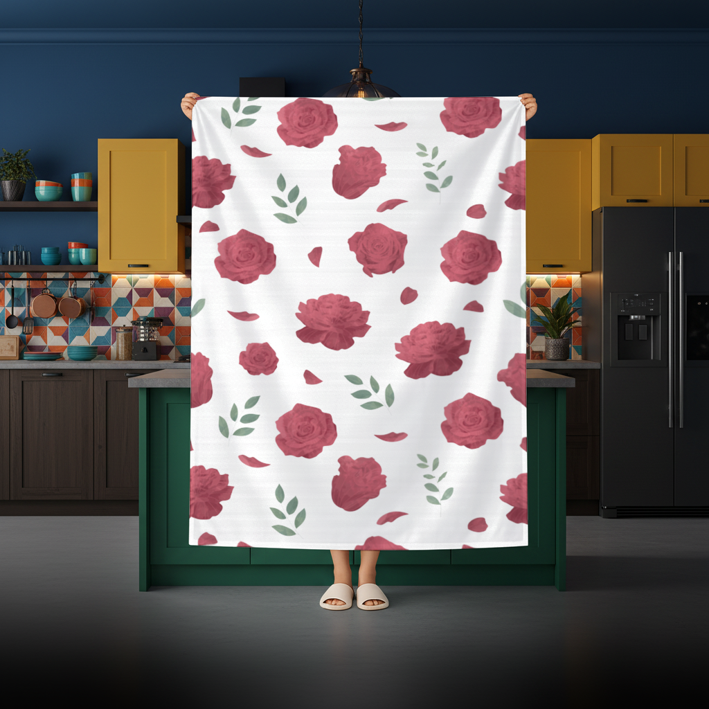 Red Rose and Leaf Romantic Seamless Pattern 