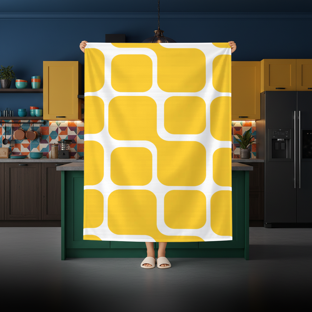 Yellow Geometric Labyrinth and Modern Abstract Pattern Rectangular Tablecloth