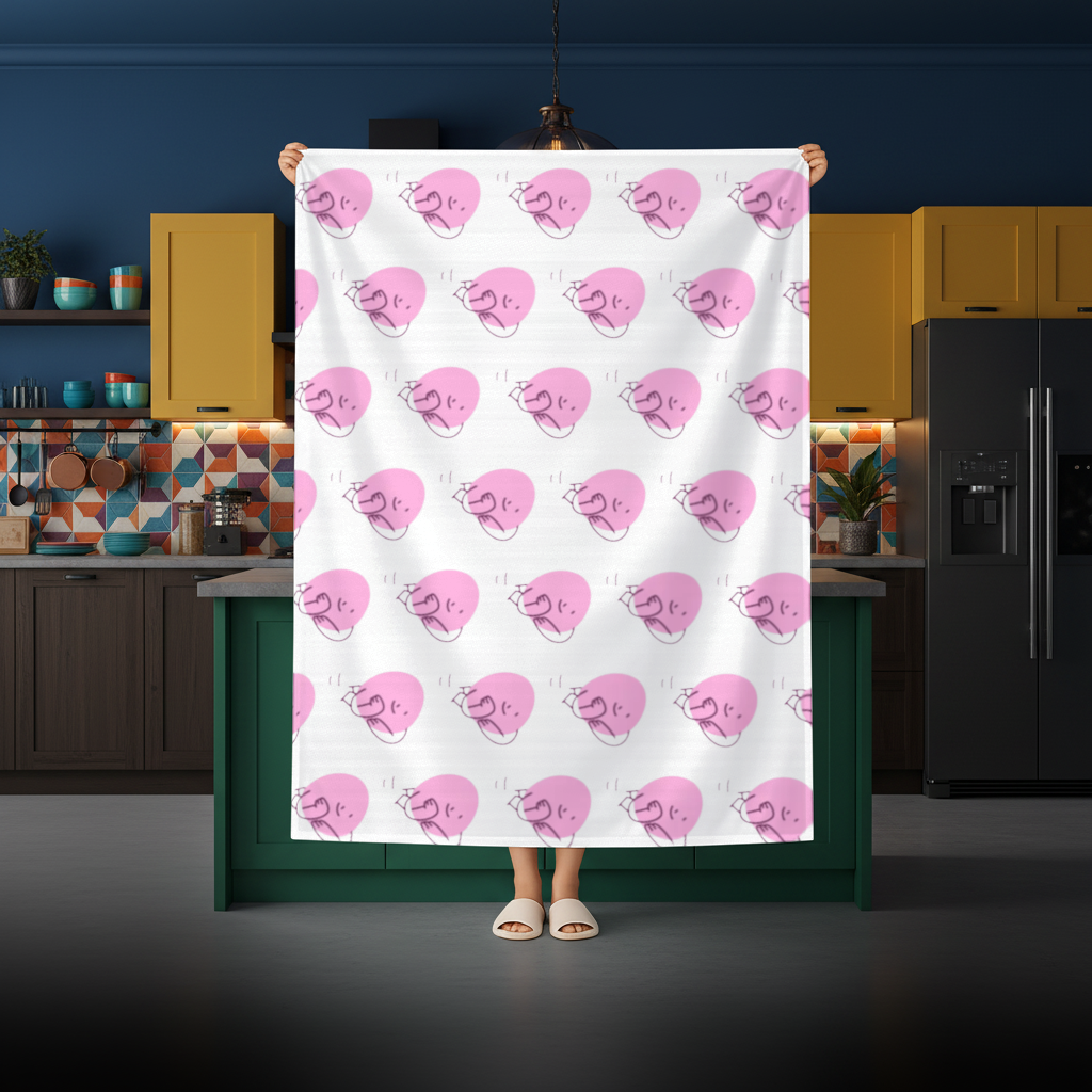 Cute Pink Lying Character Illustration Rectangular Tablecloth