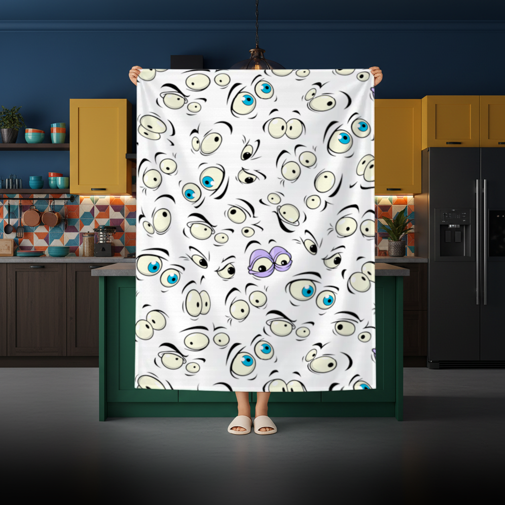 Funny Cartoon Eyes Pattern Rectangular Tablecloth