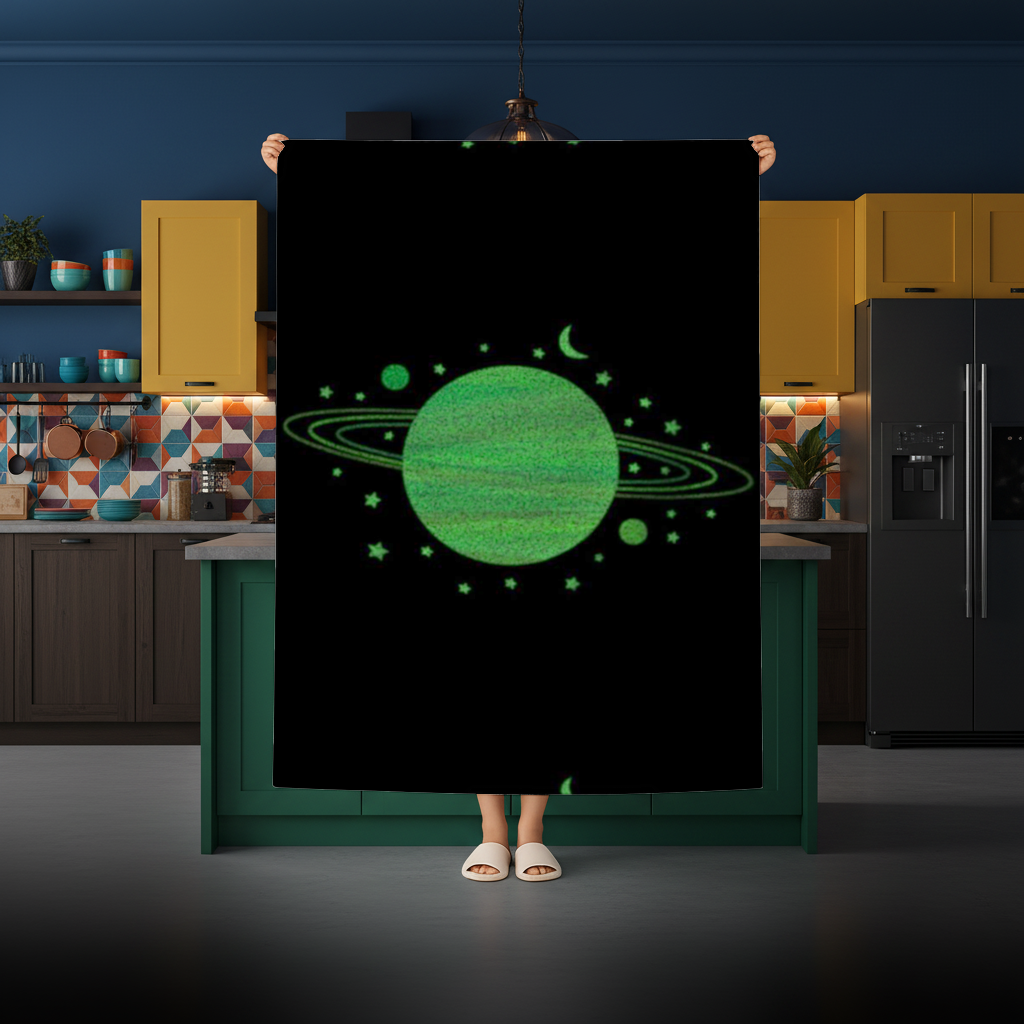 Yeşil parlak gezegenler Masa Örtüsü