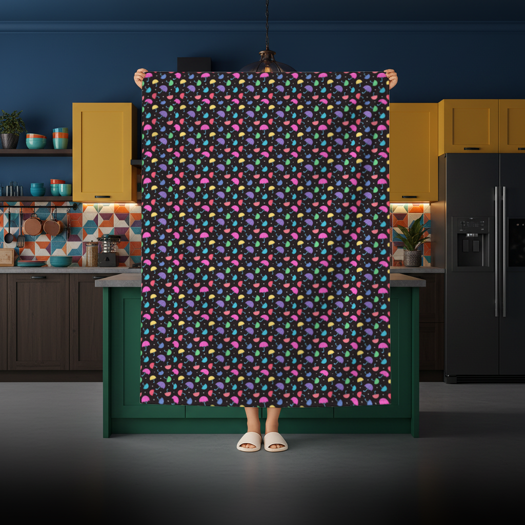 Colorful Heart Umbrellas Pattern Rectangular Tablecloth