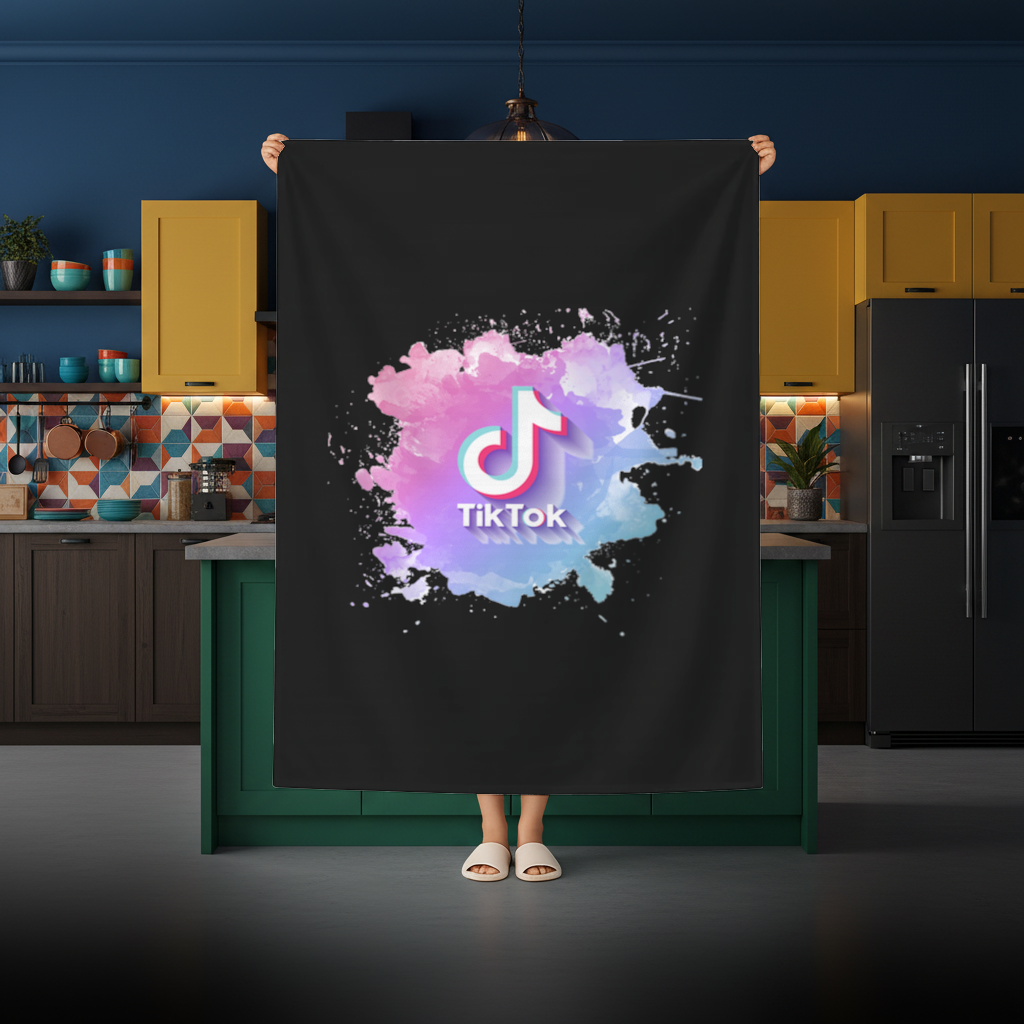 TikTok Logo with Watercolor Effect Rectangular Tablecloth
