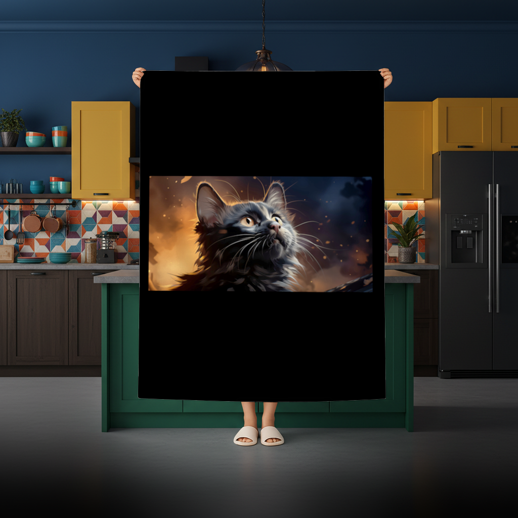 Black Cat Digital Art Rectangular Tablecloth