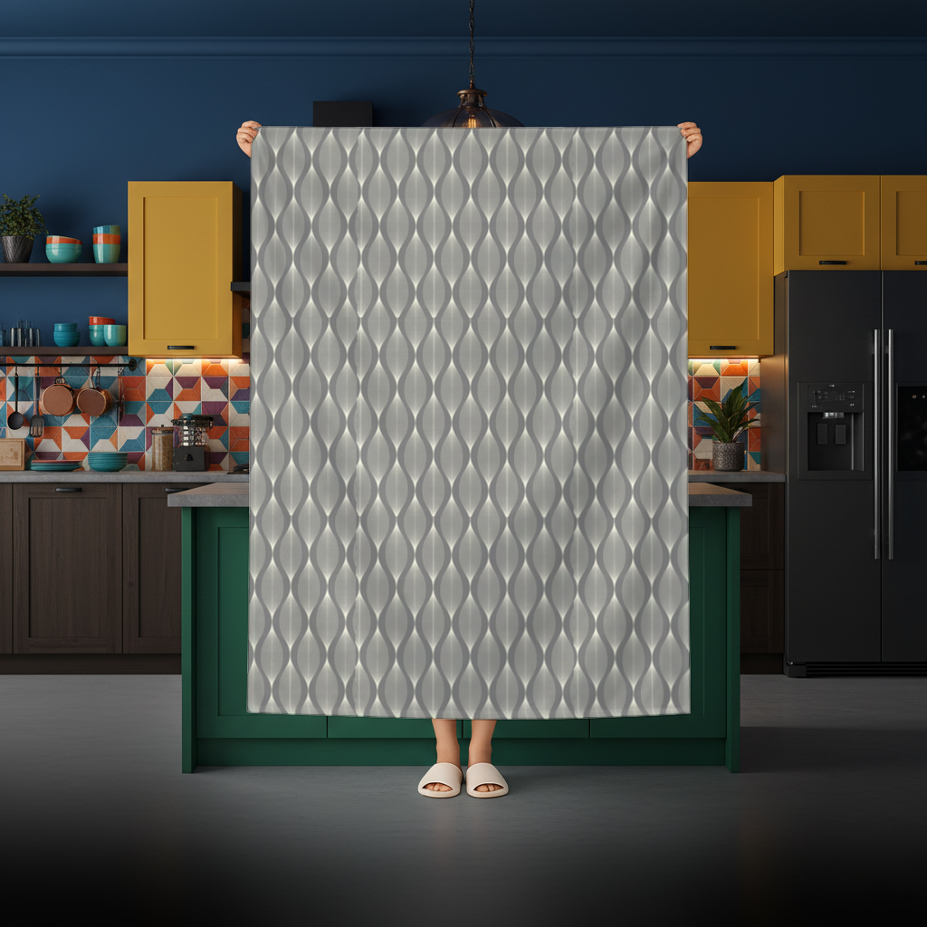 Art Deco Geometric Wavy Pattern Rectangular Tablecloth