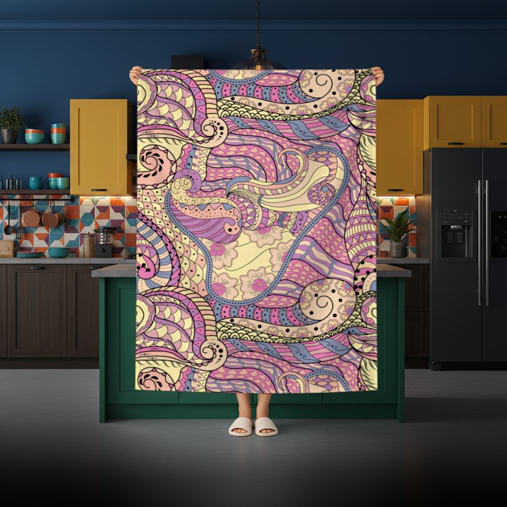 Psychedelic Zentangle Floral Rectangular Tablecloth