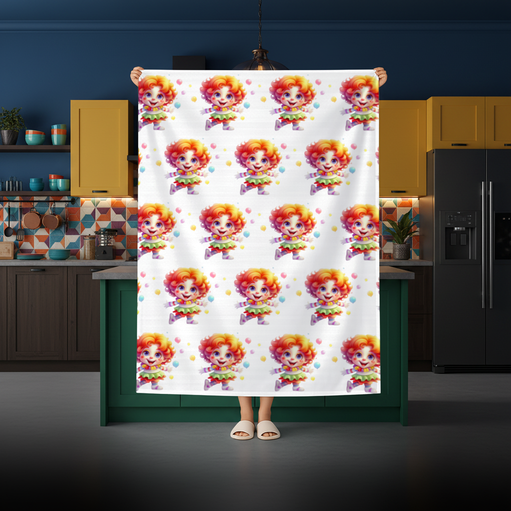 Cute Rainbow Hair Happy Clown Rectangular Tablecloth