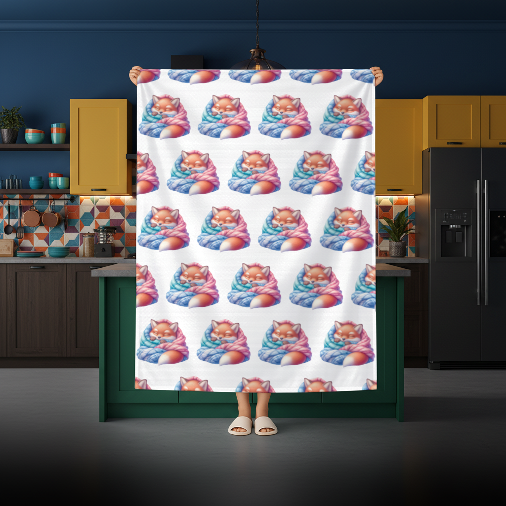 Sleeping Fox Knitted Blanket Rectangular Tablecloth