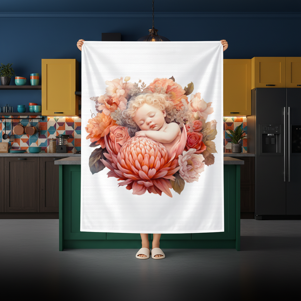 Ethereal Cottagecore Sleeping Baby Rectangular Tablecloth