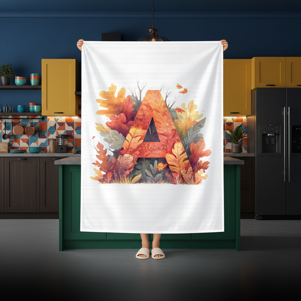 Autumn Leaf Letter A Monogram Rectangular Tablecloth
