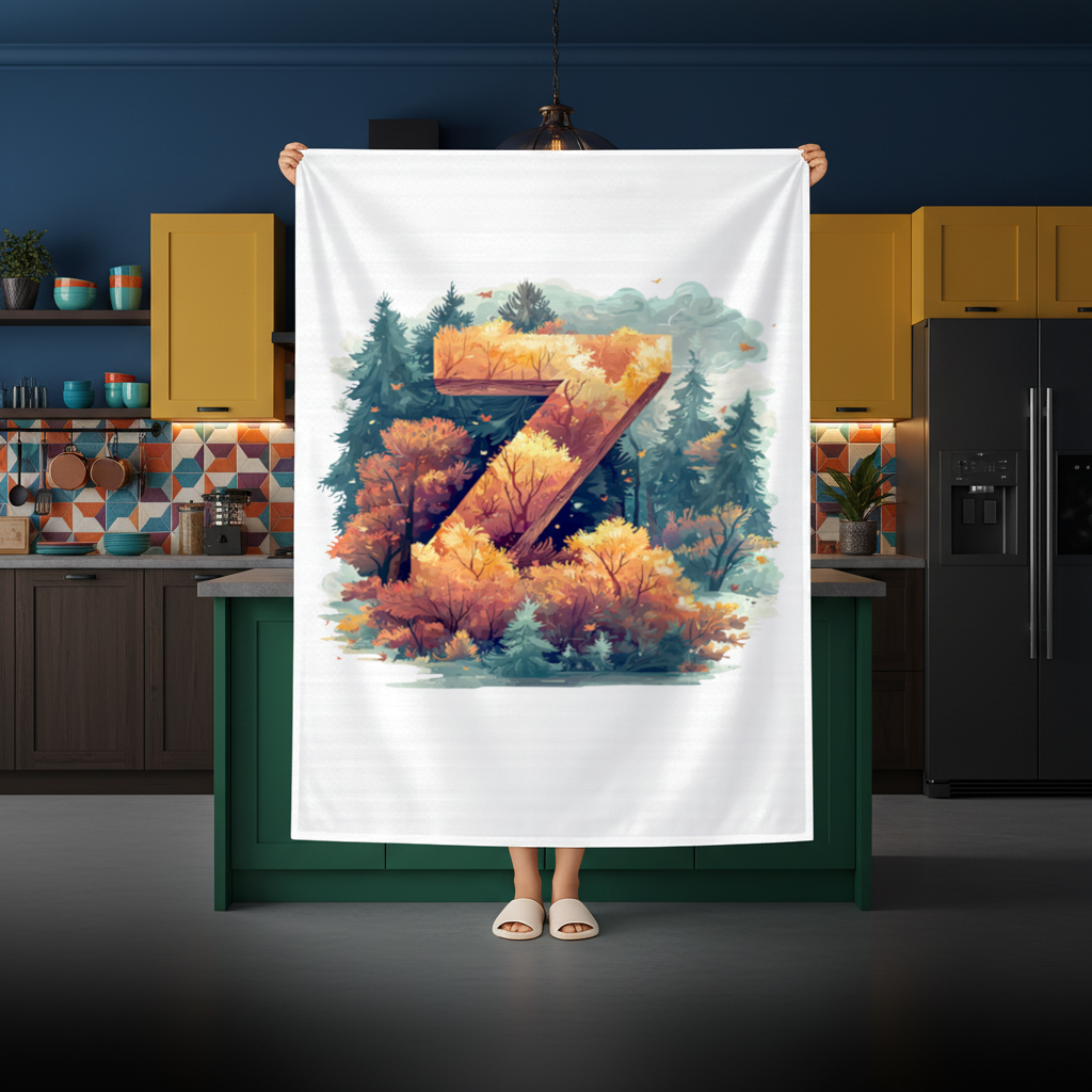 Autumn Leaf Forest Letter Z Rectangular Tablecloth