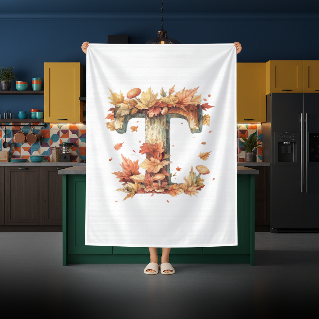 Autumn Leaf Wooden Letter T Rectangular Tablecloth