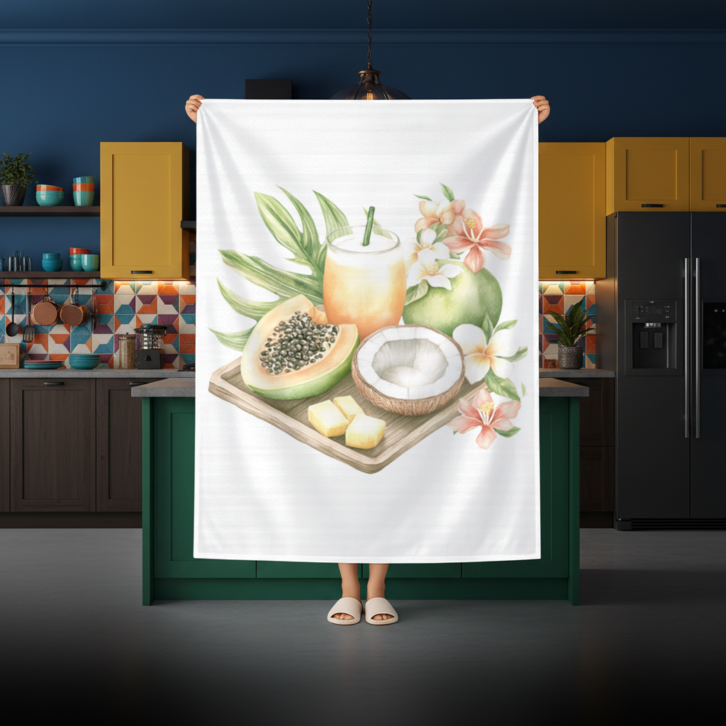 Tropical Papaya and Coconut Juice Rectangular Tablecloth