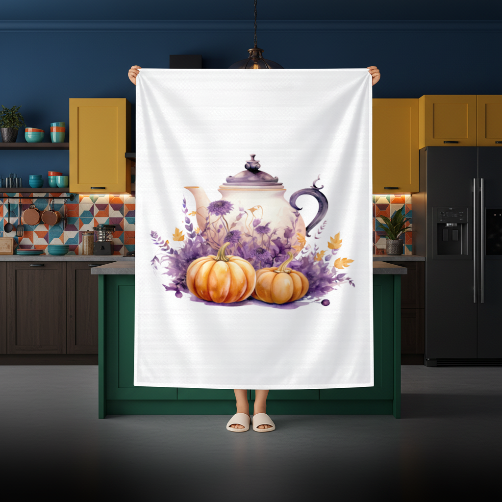 Vintage Purple Floral Pumpkin Teapot 