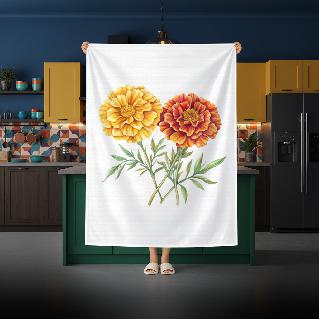 Botanical Yellow Orange Marigold 