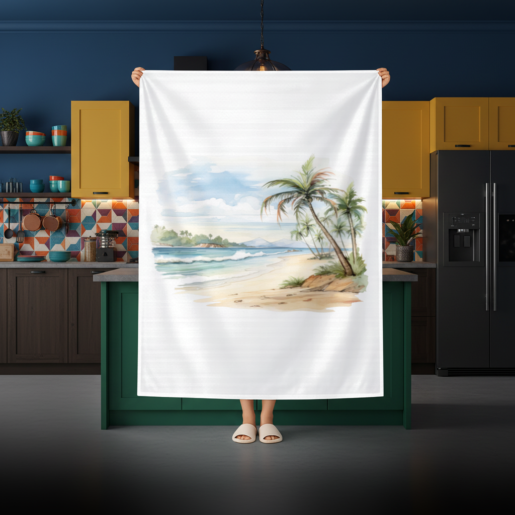 Tropical Palm Tree Beach Rectangular Tablecloth