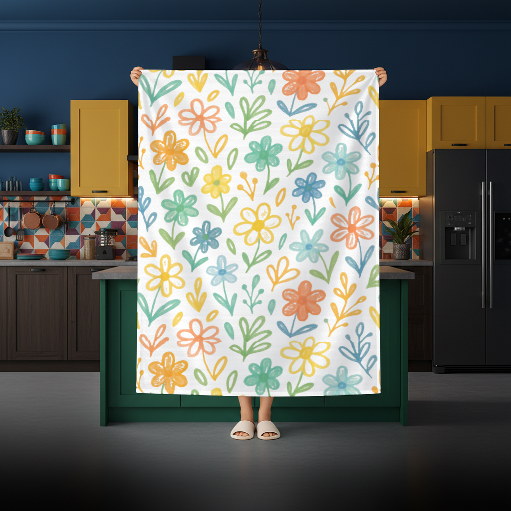 Colorful Boho Wildflowers Rectangular Tablecloth