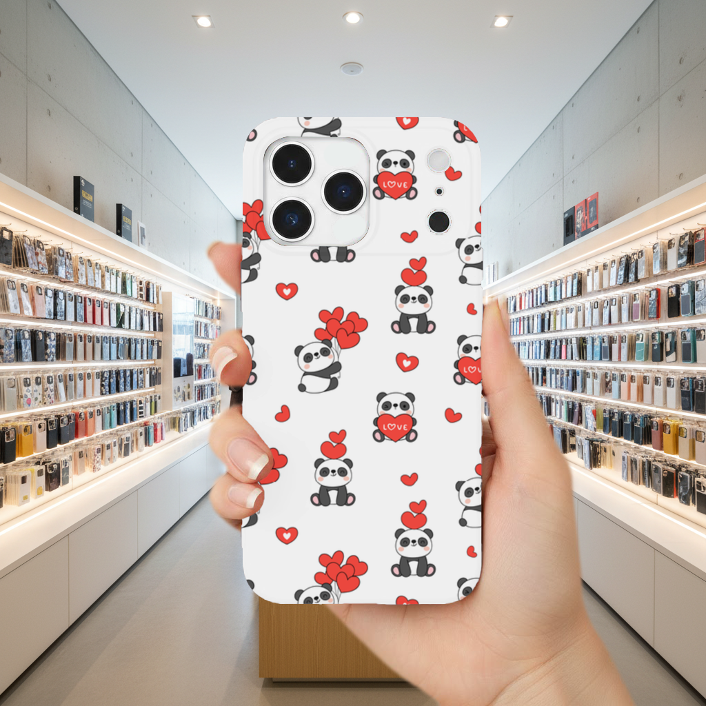 Cute Panda Valentines Day Love Heart Pattern Design iPhone 17 Pro Max Case