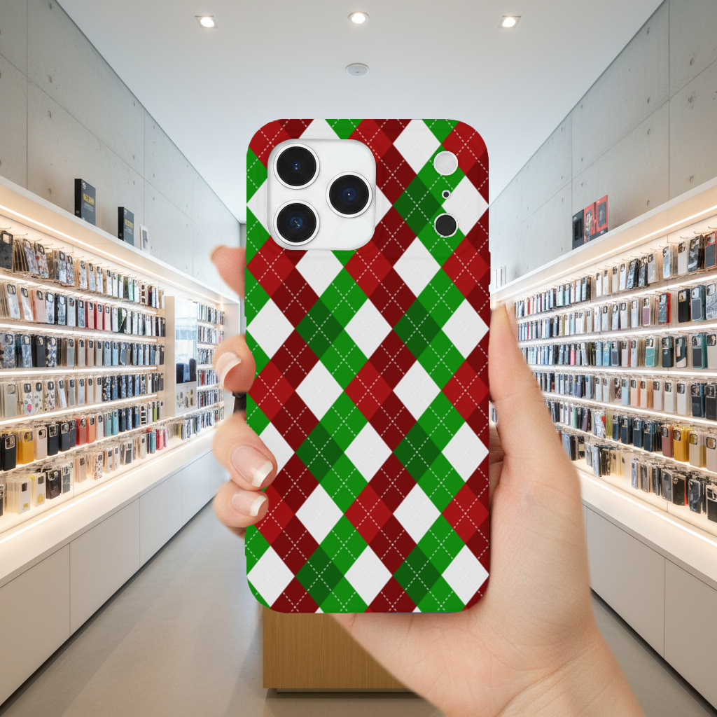 Red Green Argyle Plaid Background Pattern iPhone 17 Pro Max Case