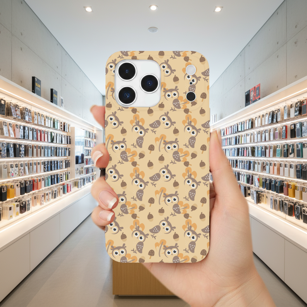 Cute Owl and Acorn Autumn Seamless Pattern iPhone 17 Pro Max Case
