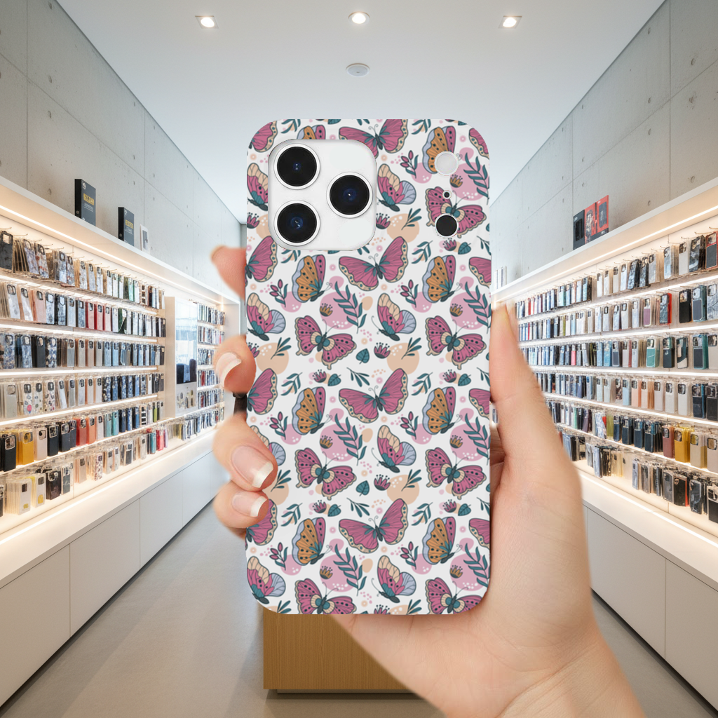 Pastel Butterflies and Botanical Leaves Seamless Pattern iPhone 17 Pro Max Case