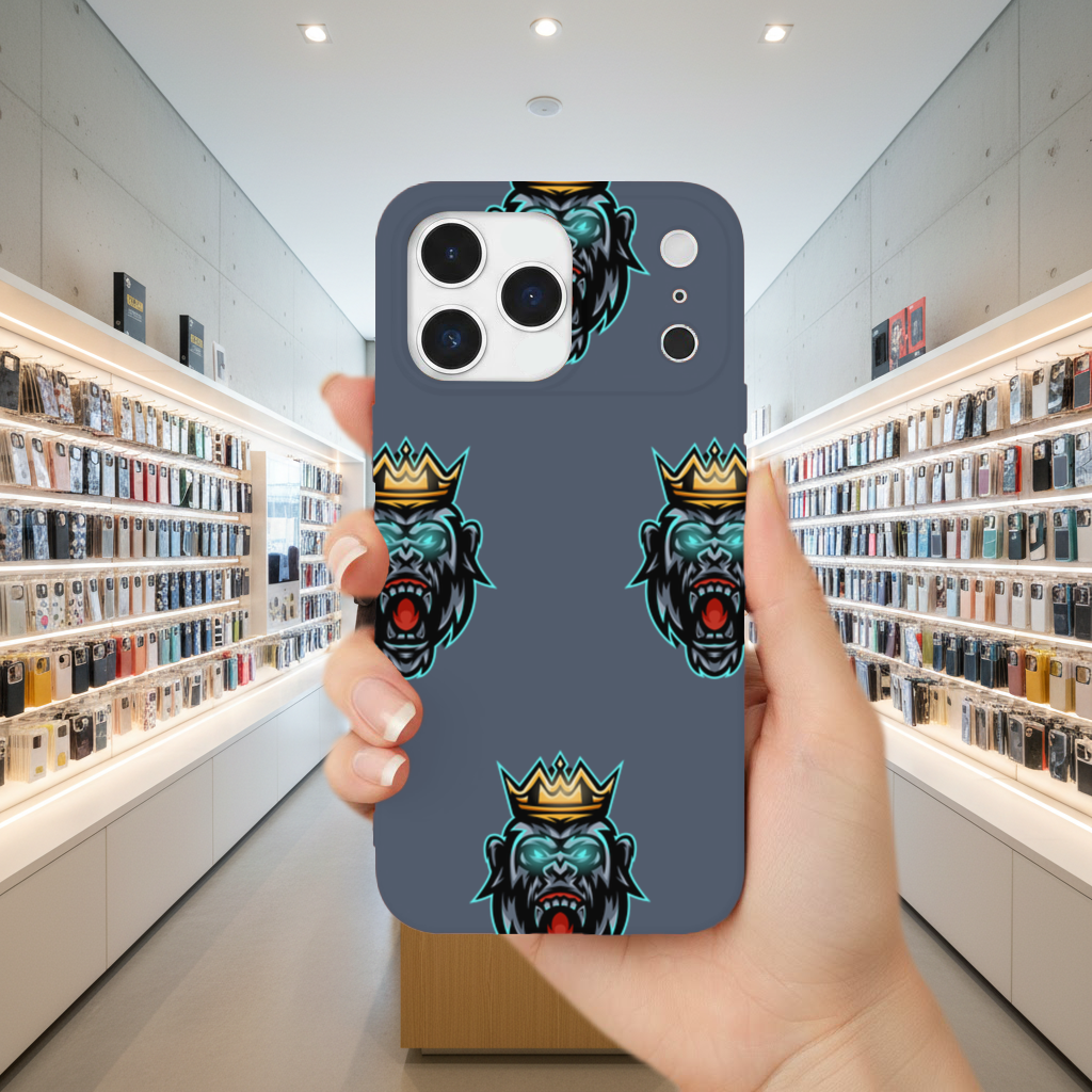 Angry Gorilla King with Crown Graphic - Neon Mascot Design iPhone 17 Pro Max Case