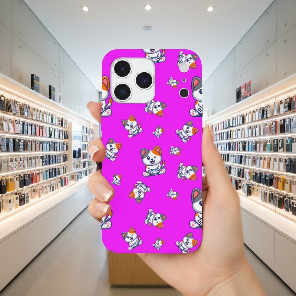 Cute Cartoon Cat Pattern on Pink Background iPhone 17 Pro Max Case