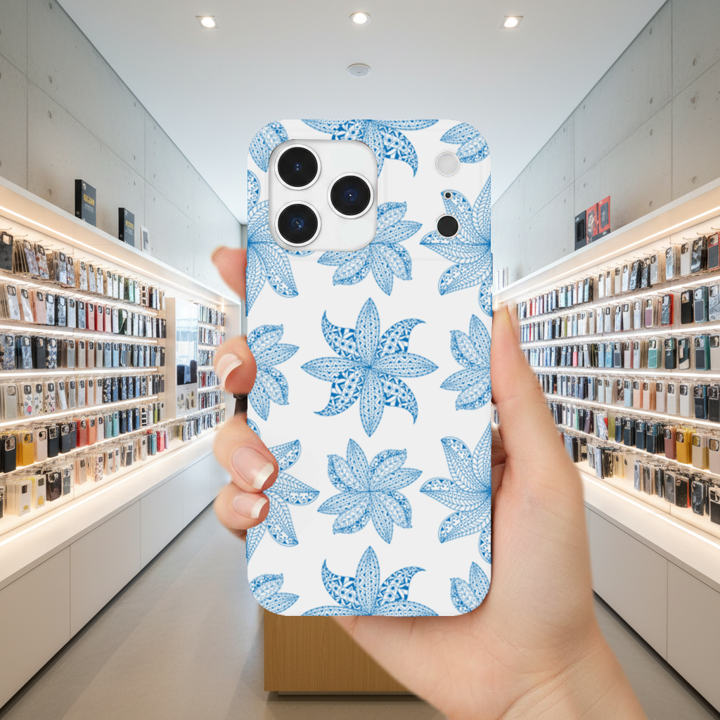 Blue Mandala Floral and Leaf Zentangle Pattern iPhone 17 Pro Max Case