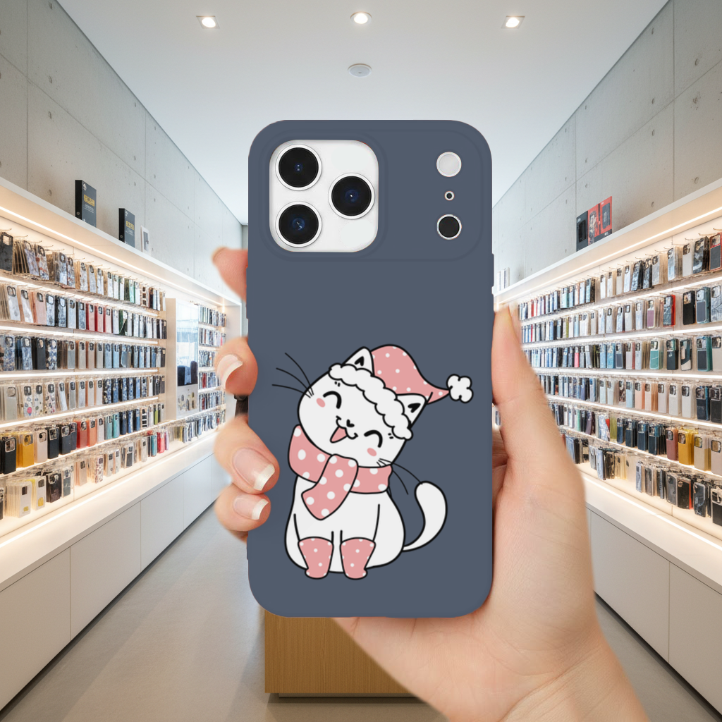 Cute Christmas Cat with Pink Polka Dot Outfit iPhone 17 Pro Max Case