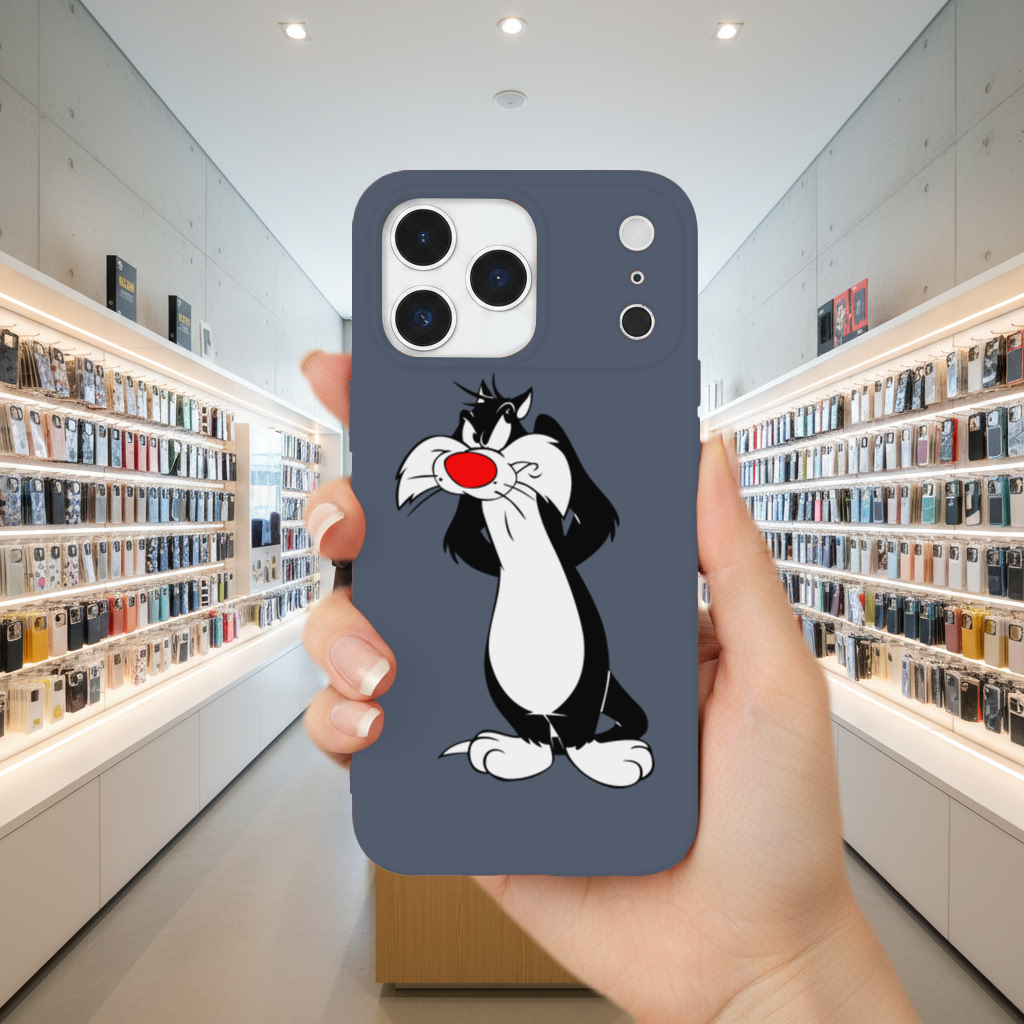 Funny Cartoon Cat Illustration iPhone 17 Pro Max Case