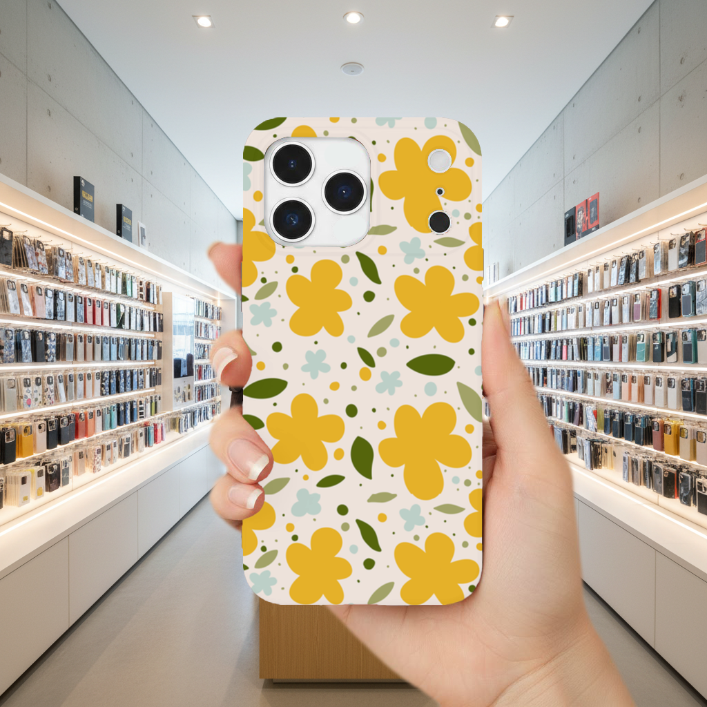 Yellow Floral and Leaf Boho Seamless Pattern iPhone 17 Pro Max Case