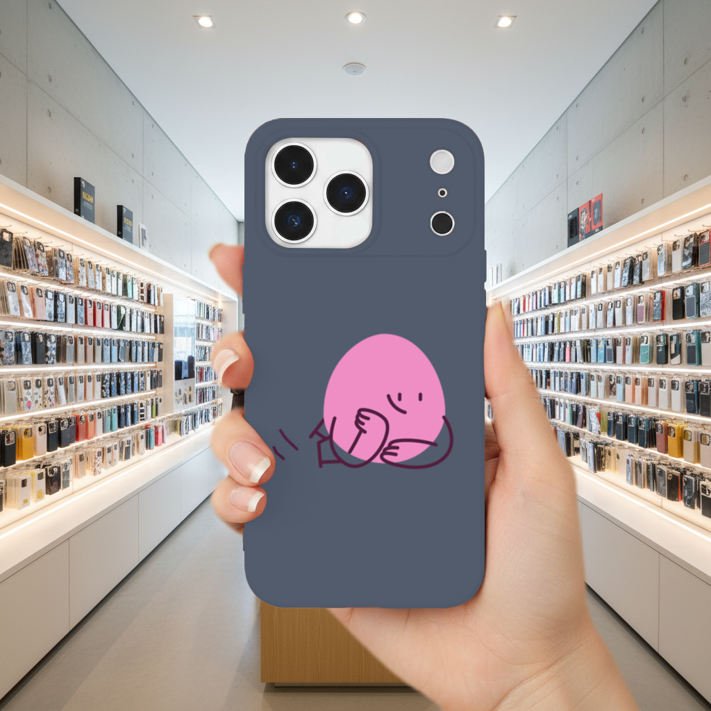 Sevimli Pembe Uzanmış Karakter Çizimi iPhone 17 Pro Max Kılıfı