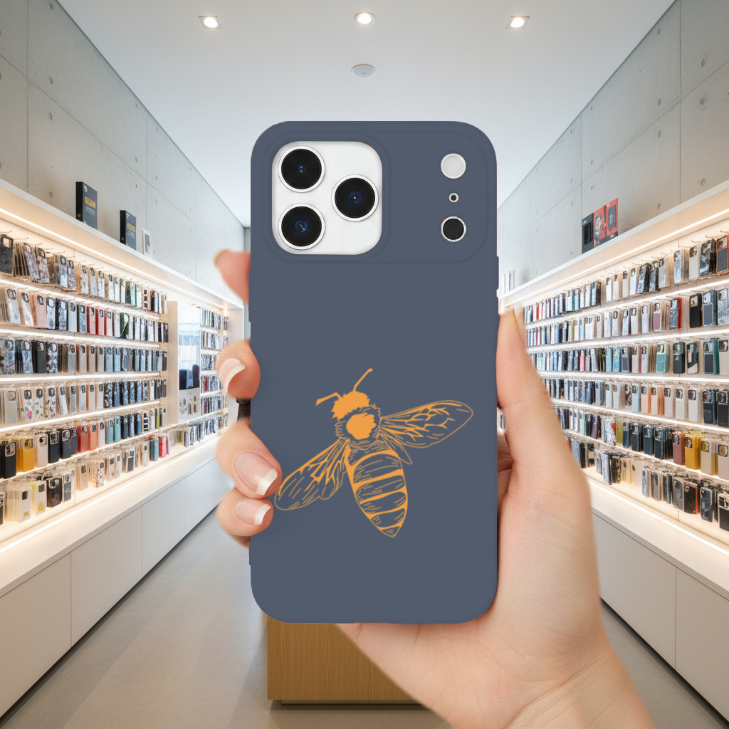 Minimal Orange Bee Illustration iPhone 17 Pro Max Case