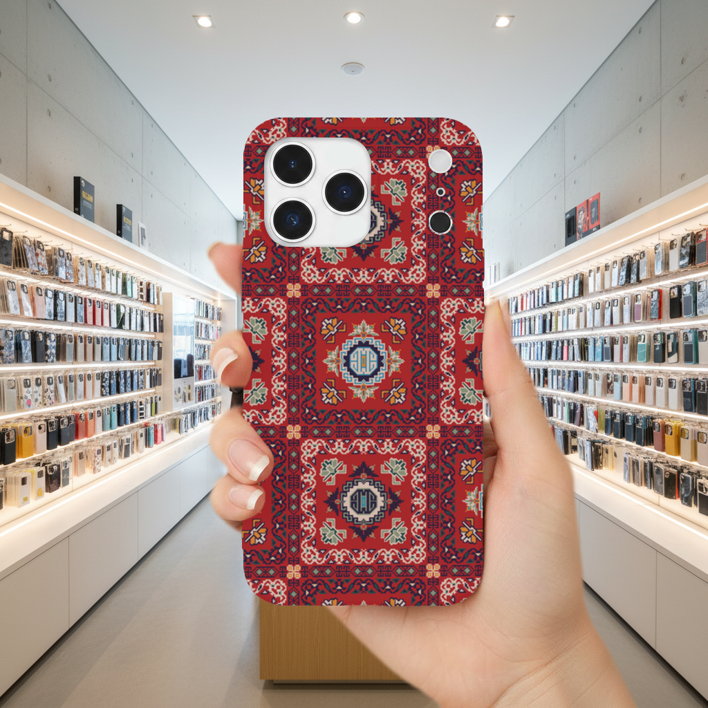 Traditional Kilim Inspired Red Ethnic Geometric Pattern iPhone 17 Pro Max Case