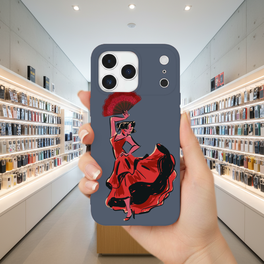 Flamenco Dancer with Fan Illustration iPhone 17 Pro Max Case