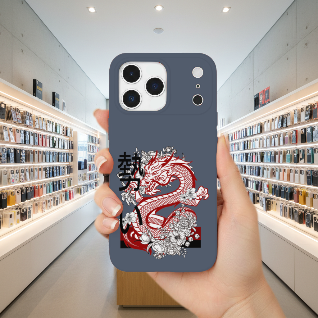 Japanese Dragon with Floral Design iPhone 17 Pro Max Case
