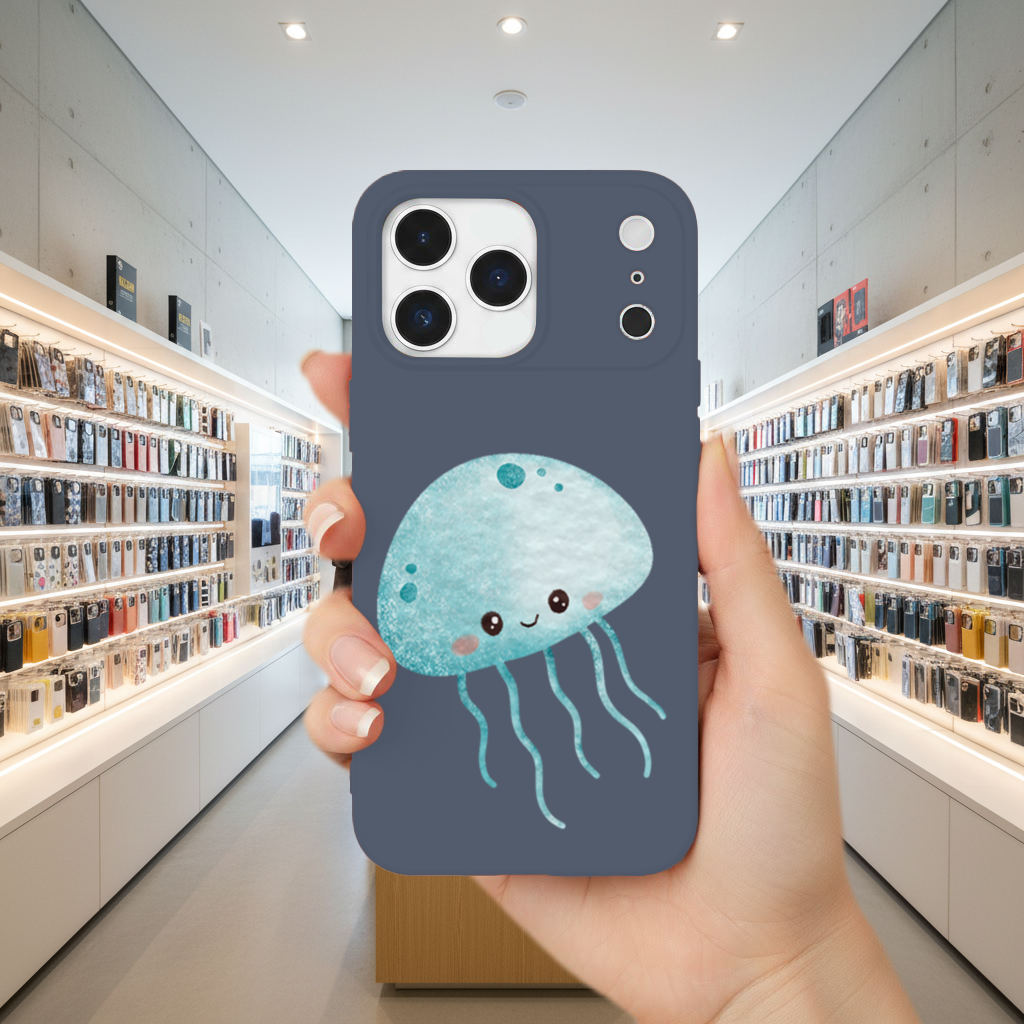Cute Blue Jellyfish Character iPhone 17 Pro Max Case