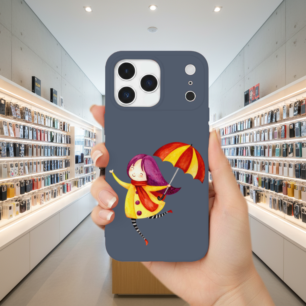 Cheerful Girl with Umbrella iPhone 17 Pro Max Case