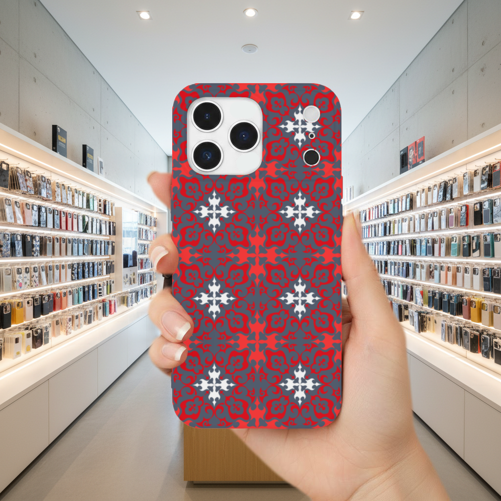 Red and White Traditional Tile Style Pattern iPhone 17 Pro Max Case