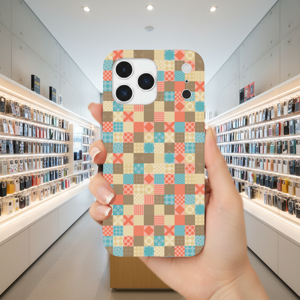 Renkli Modern Geometrik Kare Desen iPhone 17 Pro Max Kılıfı