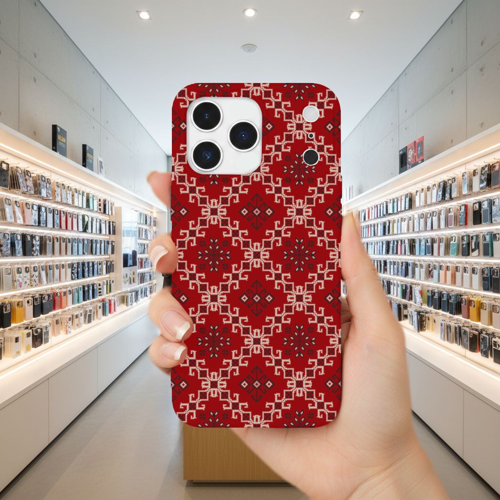 Red Ethnic Embroidery Pattern iPhone 17 Pro Max Case
